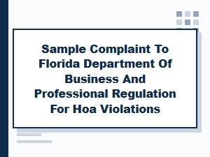 Sample Complaint to Florida Dbpr for Hoa Violations